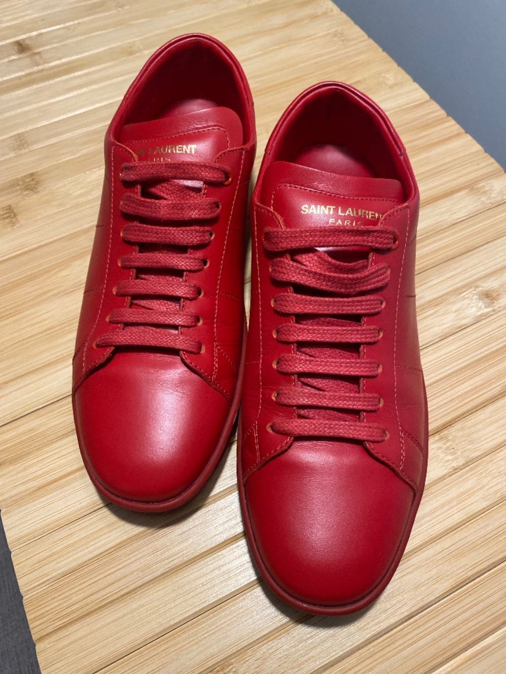 Saint Laurent SL/01 Red Leather Sneakers - Unisex Sz 38L